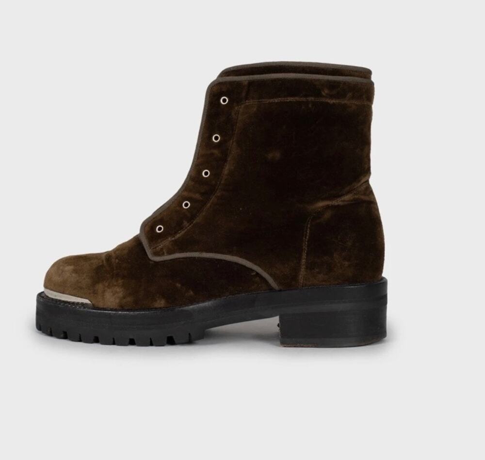 Alexander McQueen Brown Velour Ankle Boots EU 36.5